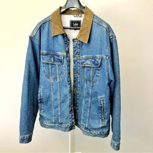 Lee Men's Sherpa Oversized Denim Jacket Winter Jacket with Sherpa Lining US XL